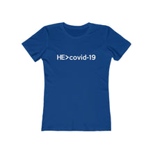 Load image into Gallery viewer, He Is Greater Than Covid-19 Women's Tee - Adventist Apparel