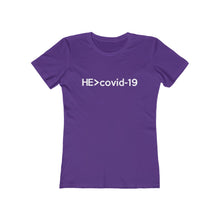 Load image into Gallery viewer, He Is Greater Than Covid-19 Women's Tee - Adventist Apparel