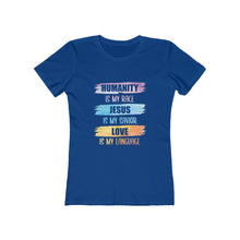 Load image into Gallery viewer, Humanity Jesus Love Women's Tee - Adventist Apparel