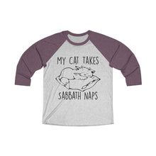 Load image into Gallery viewer, My Cat Takes Sabbath Naps Baseball Tee - Adventist Apparel
