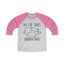 Load image into Gallery viewer, My Cat Takes Sabbath Naps Baseball Tee - Adventist Apparel