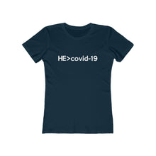 Load image into Gallery viewer, He Is Greater Than Covid-19 Women's Tee - Adventist Apparel