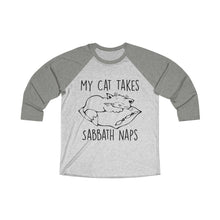 Load image into Gallery viewer, My Cat Takes Sabbath Naps Baseball Tee - Adventist Apparel