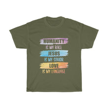 Load image into Gallery viewer, Humanity Jesus Love Unisex Tee - Adventist Apparel