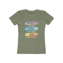 Load image into Gallery viewer, Humanity Jesus Love Women's Tee - Adventist Apparel