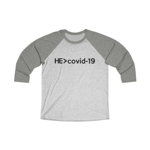 HE Is Greater Than Covid-19 Baseball Tee - Adventist Apparel