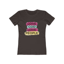 Load image into Gallery viewer, Love God Love People Women&#39;s Tee - Adventist Apparel
