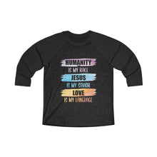 Load image into Gallery viewer, Humanity Jesus Love Baseball Tee - Adventist Apparel
