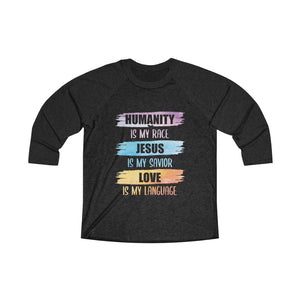 Humanity Jesus Love Baseball Tee - Adventist Apparel