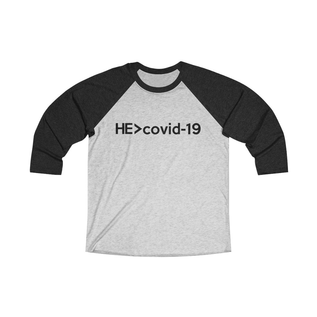 HE Is Greater Than Covid-19 Baseball Tee - Adventist Apparel