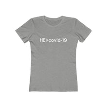 Load image into Gallery viewer, He Is Greater Than Covid-19 Women&#39;s Tee - Adventist Apparel
