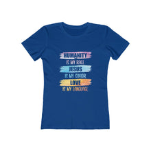 Load image into Gallery viewer, Humanity Jesus Love Women&#39;s Tee - Adventist Apparel
