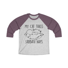 Load image into Gallery viewer, My Cat Takes Sabbath Naps Baseball Tee - Adventist Apparel
