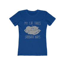 Load image into Gallery viewer, My Cat Takes Sabbath Naps Women&#39;s Tee - Adventist Apparel
