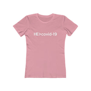 He Is Greater Than Covid-19 Women's Tee - Adventist Apparel