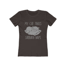 Load image into Gallery viewer, My Cat Takes Sabbath Naps Women&#39;s Tee - Adventist Apparel
