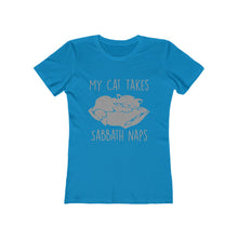 Load image into Gallery viewer, My Cat Takes Sabbath Naps Women&#39;s Tee - Adventist Apparel
