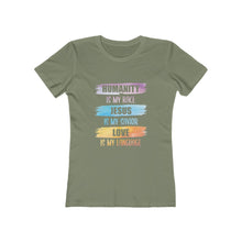 Load image into Gallery viewer, Humanity Jesus Love Women&#39;s Tee - Adventist Apparel
