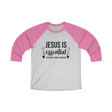 Load image into Gallery viewer, Jesus Is Essential Baseball Tee - Adventist Apparel
