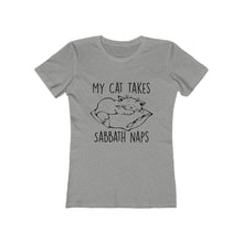 Load image into Gallery viewer, My Cat Takes Sabbath Naps Women&#39;s Tee - Adventist Apparel
